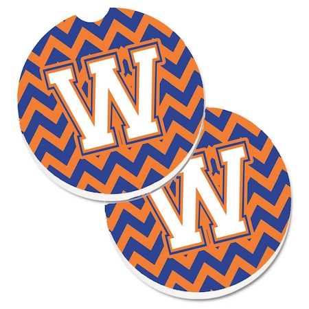 Carolines Treasures Letter W Chevron Blue and Orange No.3 Cup Holder Car Coaster, PK2 CJ1060-WCARC